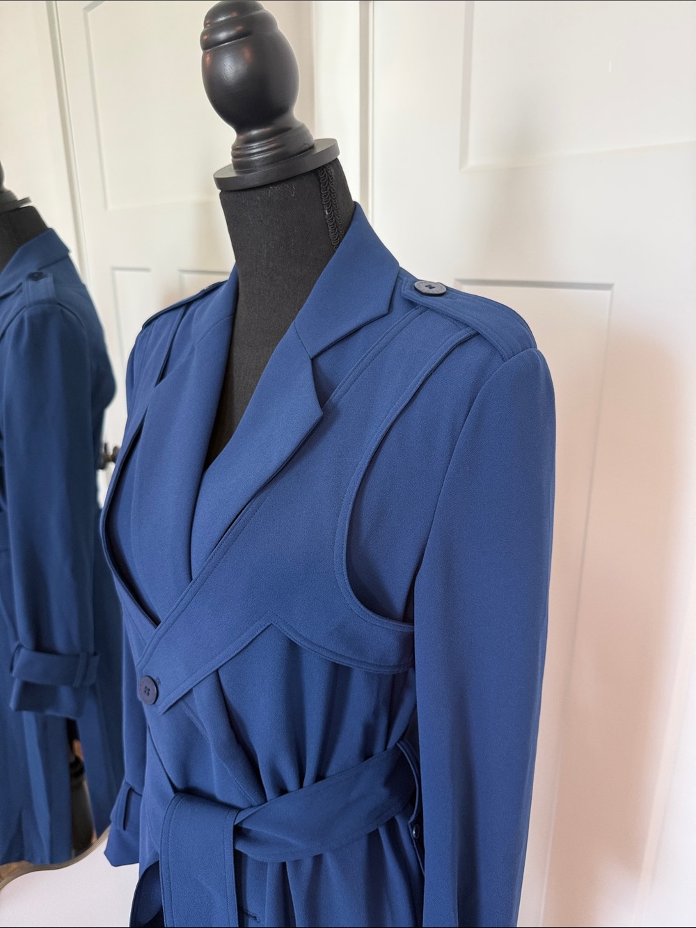 Adolfo Dominguez Navy Blue Long Sleeve Wrap Trench Dress - Picture 5 of 12